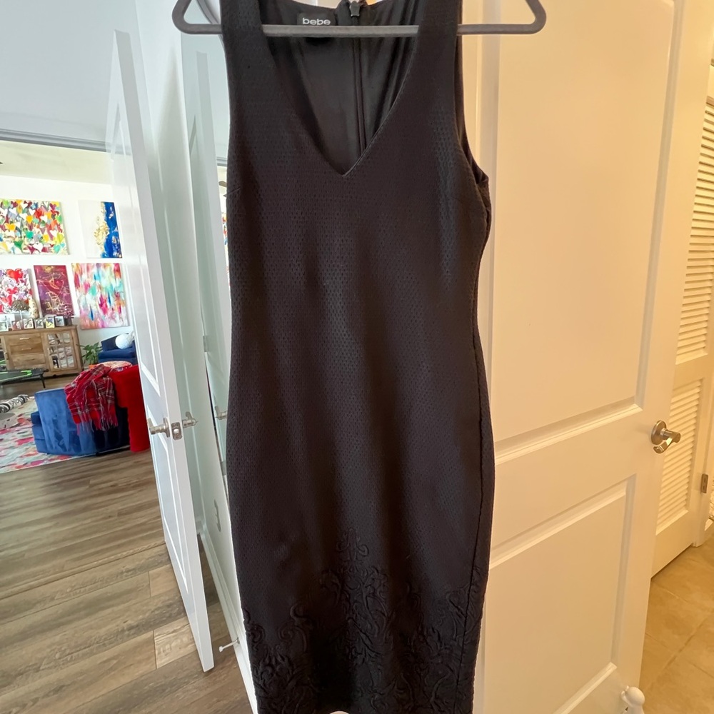 Bebe Black Textured Midi Dress
